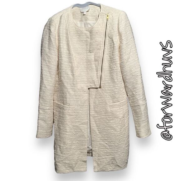 Aryn K Cream Tweed Fall/Spring Pea Coat/Jacket - Size XS - Picture 3 of 7